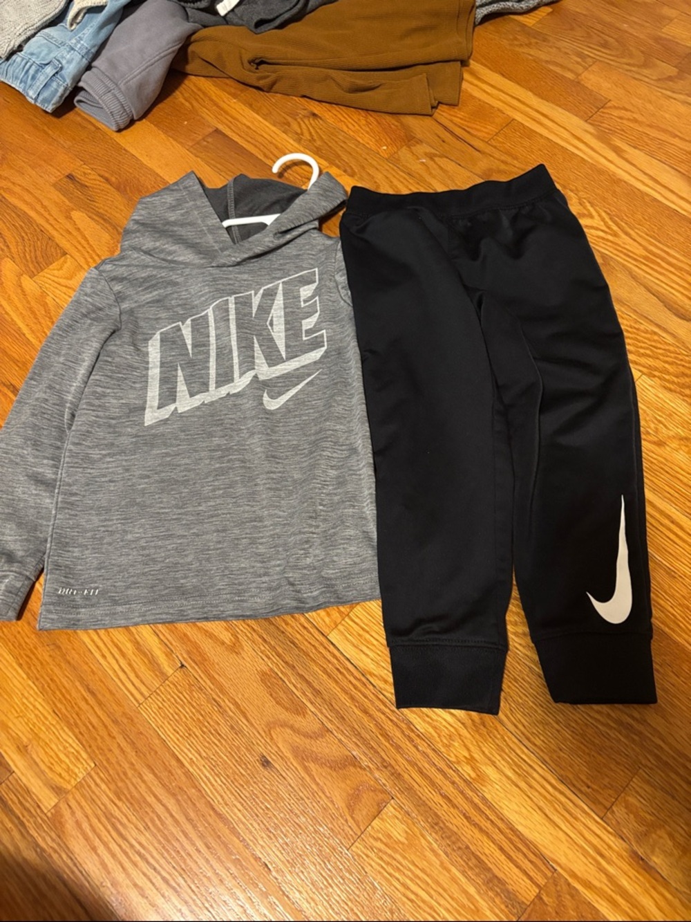 Nike Kids Black Joggers with White Swoosh
